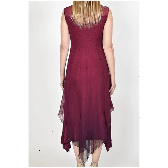 Komarov Beaded Illusion Neck Sleeveless Asymmetrical Tiered Dress - Picture 2 of 8